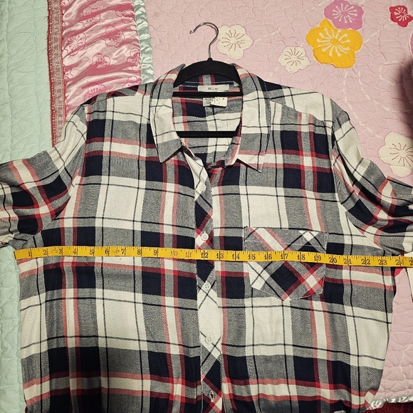 Tartan BLL NYC Shacket Shirt Dress Size XL NWT Red White Blue Plaid Holiday Wear - Picture 12 of 15